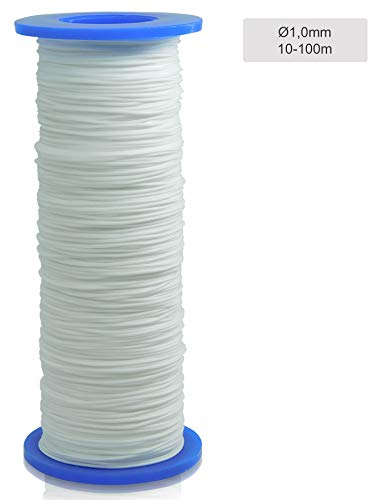 markiso Plissee Schnur 1,0 mm Weiß 40 Meter | Reißfest & UV-beständig | Jalousieschnur für Rollos, Gardinen, Plissees | Ersatzschnur für Sonnenschutz & Fensterdeko