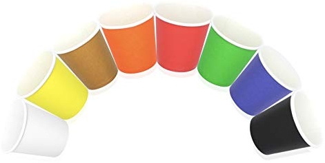 MEGAPACK Bicchierini di Carta da 75ml, Monouso, Compostabili - Cartone Per Uso Alimentare, Inodore e Insapore - Bicchieri Piccoli per Bevande Calde e Fredde, Caffè, Espresso - [Multicolore], [400]