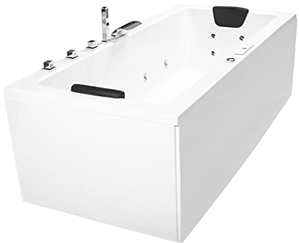 Supply24 since 2004 Whirlpool Badewanne Relax Profi – 180x80 cm – 24 Massagedüsen, LED, Heizung, Ozon, Bluetooth – MIT verchromten Messingarmaturen – Made in Germany – Eckwanne für 2 Personen