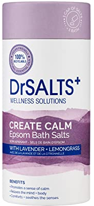 DrSALTS+ Create Calm Epsom Salts - Soothing Epsom Bath Salts to Relax Body & Mind with Lavender, Chamomile & Lemongrass Essential Oils - Vegan & Cruelty-Free, 750g