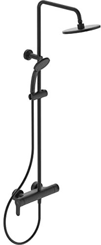 Ideal Standard BC750XG Cerafine O Duschsystem mit Einhebel-Badearmatur – Handbrause Ø 10 cm und Regenbrause Ø 20 cm – Brauseschlauch 175 cm – in Silk Black (Schwarz matt)