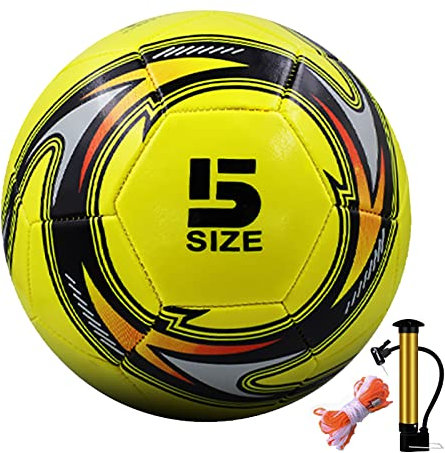 Generic Palla da Allenamento, Unisex Pallone da Calcio con Pompa Pallone Calcio Ufficiale Taglia 5 per Allenamento Interni e Esterni Giochi Ricreativi,Yellow,5
