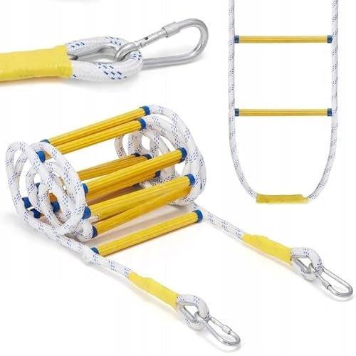 Strickleiter Kletterleiter Seilleiter Leiter 3/6/9m Kletterseil max 250kg Hängeleiter Feuerleiter Rettungsleiter (3 Meter)