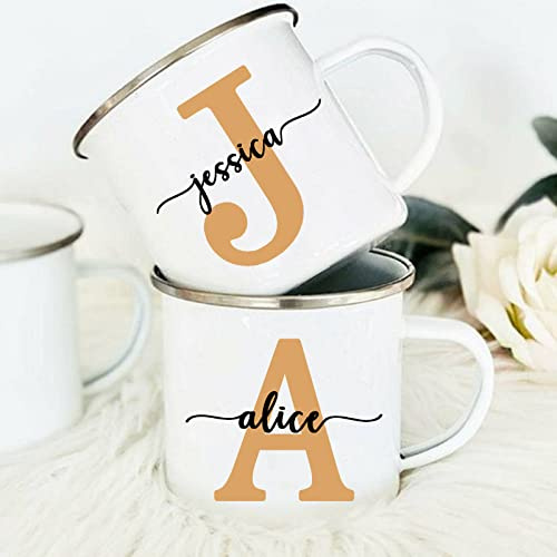 Tazza personalizzata con nome iniziale Tazza personalizzata Tazze smaltate per caffè personalizzate Tazze da esterno Anniversario Coppia Fidanzamento Regali di nozze Festa di matrimonio Anniversari