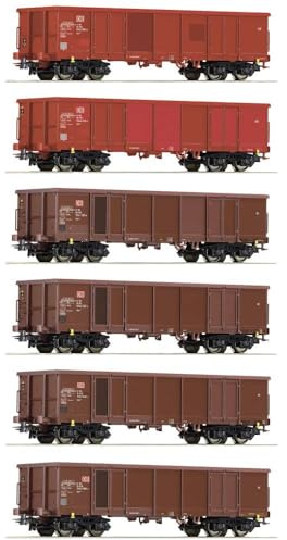 Roco 75858 H0 uppsättning med 6 öppna godsvagn från DB AG