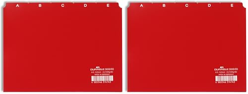 Durable Leitregister A - Z (A5 quer) 1 Stück, rot, 365003 (Packung mit 2)