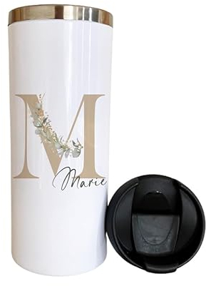 Manufaktur Liebevoll Thermobecher Geschenke für Frauen Männer personalisierte Edelstahl Kaffeebecher to go Geburtstagsgeschenk Name Freundin Freund Kollege Kollegin Geschenk Geburtstag (Eukalyptus)