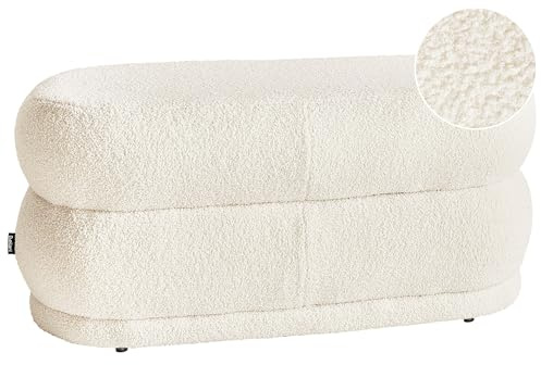 Bettbank Bouclé weiß 90 cm Teddy-Optik gesteppt Sitzbank glamourös Ellendale