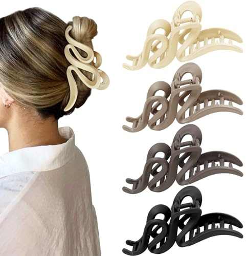 BELEVO 4 fermagli per capelli grandi da 13 cm, a forma di onda, antiscivolo, per capelli lunghi e sottili