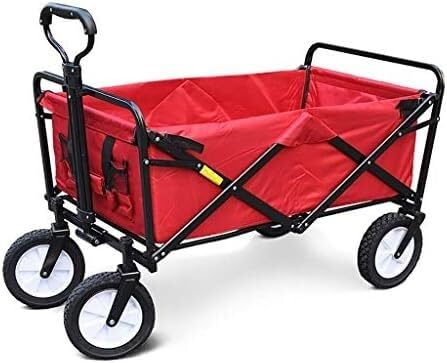LXYDPZ Einkaufswagen, zusammenklappbarer Gartenwagen, robuster Wagen, Multifunktions-Einkaufswagen für Outdoor-Camping, Angeln, Zugwagen, Handwagen (rot)