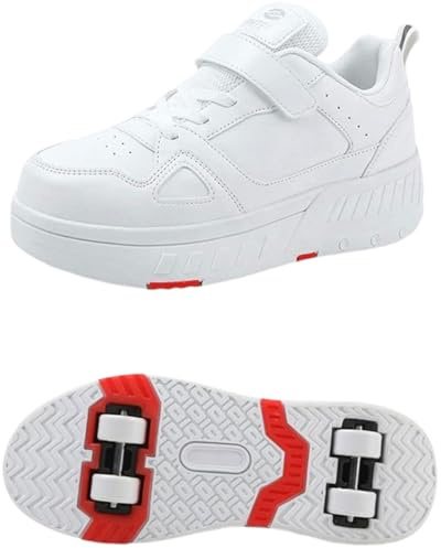 Roller Skate Shoes Rollschuhe Schuhe Mit Rollen Skateboardschuhe,Inline-Skate, verstellbar Damen Schuhe mit Rollen für mädchen,Laufen Skateboard,Inline Rollschuhe,Weiß-40 EU