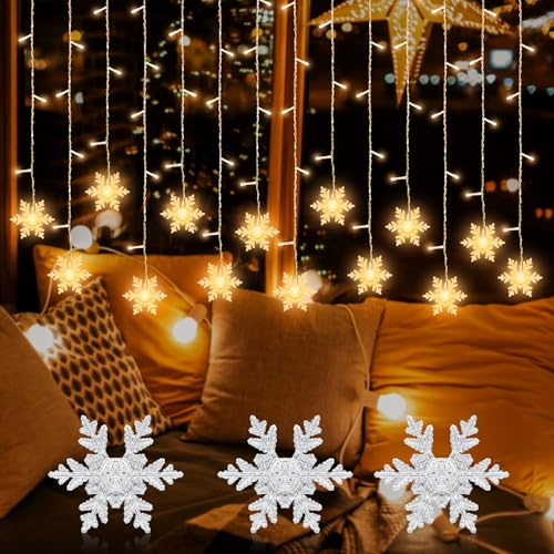 SPERMUOY Tenda luminosa a forma di stella, 96 pezzi, 3,5 m, per finestre interne, per matrimoni, Natale