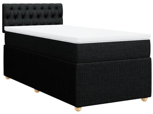 vidaXL Boxspringbett mit Matratze Schwarz 100x200 cm Stoff