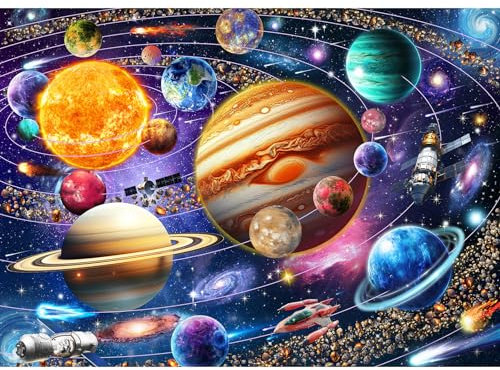 HUADADA Puzzle 1000 Teile für Erwachsene und Kinder, Impossible Game, Puzzles-Geschenk, Clevere Rätsel, Puzzles Farbenfrohes, Puzzle mit Sonnensystem-Motiv