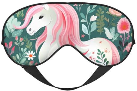 Weiche Augenmaske mit Einhorn mit rosa Haaren, Verdunkelung, Schlafmaske mit elastischem Band/Stirnband für Männer und Frauen, Reisen, Nickerchen