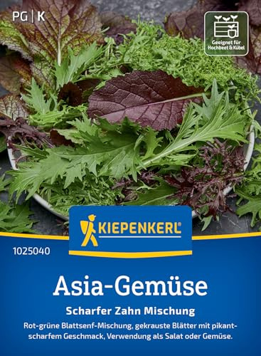 Kiepenkerl Asia-Gemüsesamen Scharfer Zahn Mischung 1025040, Gemüsesaat | Blattsenf-Mischung, Wuchshöhe 10-20 cm, Inhalt für 10 laufende Meter, aromatisch