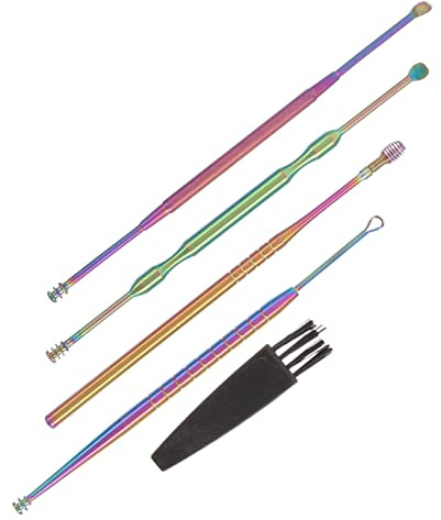 NOLITOY Cucharas Oídos Kit de Limpieza de Cerumen Cuchara de Inoxidable Herramienta para Eliminar Cerumen Removedor para Uso Baño o Spa