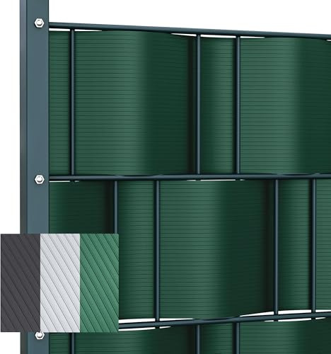 paramondo PVC Sichtschutzstreifen Hart, Kürzbar für gängige Zäune, UV-stabil, Wetterfest und Blickdicht,10er Set,19 cm x 252,5 cm, Grün