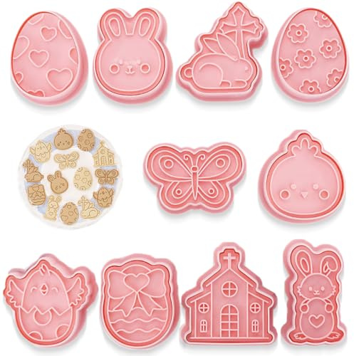 10 PCS Keksausstecher, Ausstechformen Set 3D Ausstecher,Ostern Plätzchen Ausstecher, Ostern Fondant Ausstechformen,für Backen Fondant Schokoladen Ostern Tortendeko