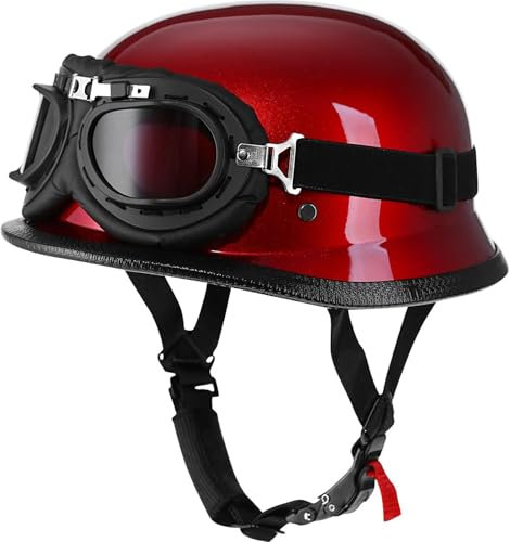 GKCEGHKS Mezzo Elmetto Moto retrò Casco A Scodella Scooter Motorino retrò Casco Scodella Mezzo Casco da Motociclista Vintage Caschi ECE Omologato Casco Faccia Aperta retrò Cromwell Caschi