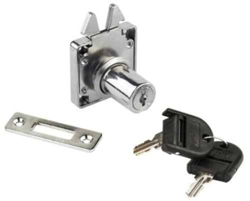 Roller Shutter Lock with Folding Keys and Master Key System J11, Nickel-Plated Surface: 14.01.459-1 for Roller Shutters, Furniture Sliding Door