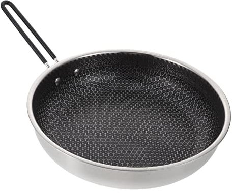 Didiseaon 1pezzi Padella Nido d Ape in Acciaio Inox Padella Antiaderente Per Induzione Barbecue Da Campeggio Pentola Portatile Manico in Gomma Isolato Termicamente