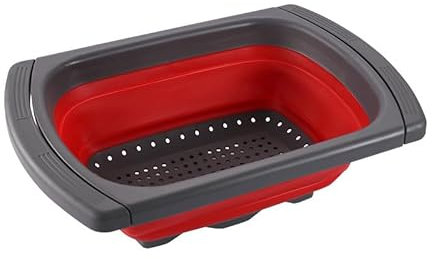 Werwing Scolapasta pieghevole con manici espandibili, colino in silicone da 6 litri per cucina, scolapasta da lavello per pasta e verdure, salvaspazio e resistente al calore