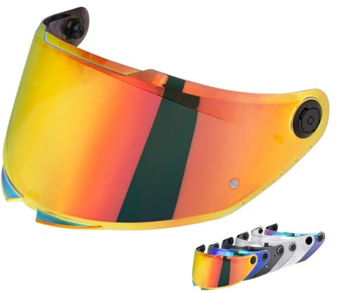 Visiere Casque pour MT-V-28B/THUNDER 4 SV/Stinger 2,Plein Visage Moto Casque Pare-Brise Visière,Remplacement de Visière de Lentille de Casque de Bouclier de Vent de Moto. (Rouge chromé)