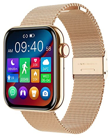 RUXINGX Smartwatch 24H Cardiofrequenzimetro, 120+ Sport, Sonno Ciclo Mestruale Smart Watch IP68 Oro Regalo