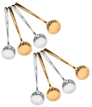Alipis Lot de 8 Cuillères à Café en Acier Inoxydable, Petites Cuillères Rondes de 10cm, Faciles à Nettoyer, Usage Polyvalent pour Café, la Cuisine et Déplacement