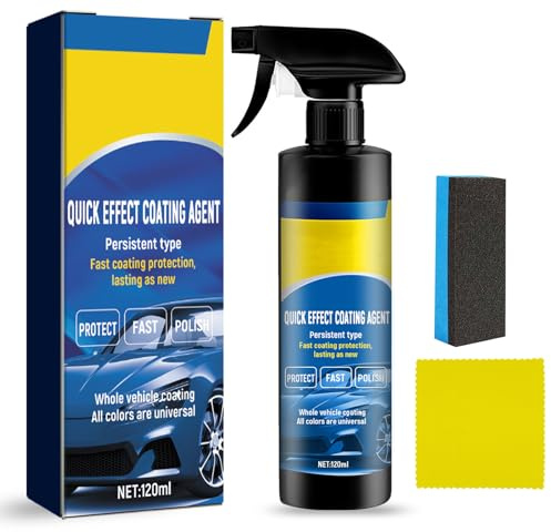 Quick Effect Coating Agent Spray, Neuer Schnellwirkendes Beschichtungsmittel,Auto-Kratz-Wachs-Polierspray Waterless Wash, Multifunktionales Beschichtungserneuerungsmittel (120ml)