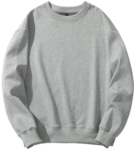 amropi Felpa da Uomo Maglione Foderato in Pile Pullover Caldo Sweatshirt a Maniche Lunghe Top Grigio,3XL