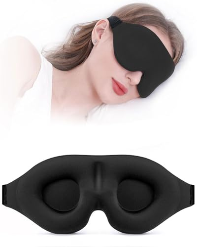 FUGLUS 1 Stück Schlafmaske, 3D-Augenhöhlen und verstellbares Gummiband, lichtblockierend und atmungsaktiv, Augenmaske für Männer und Frauen, geeignet für Reise-Yoga