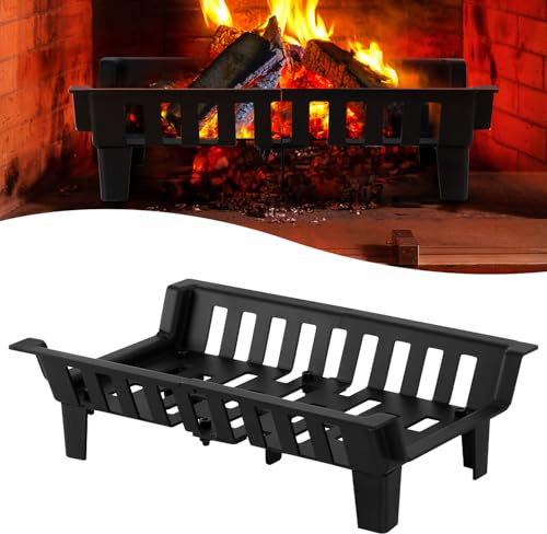 Hebitod Griglia per caminetto, mensola in legno, supporto per legna da ardere, griglia a carbone, 45,5 x 30,5 x 13 cm