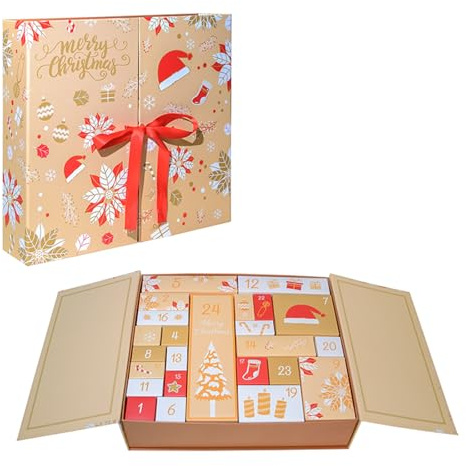 Christmas Boxes Empty Advent Calendar to Fill Yourself 24 Days Countdown Christmas Calendar Packaging Empty Boxes Fillable Countdown Advent Calendars Surprise Gift Box DIY Friendly Gifts for Kid Adult
