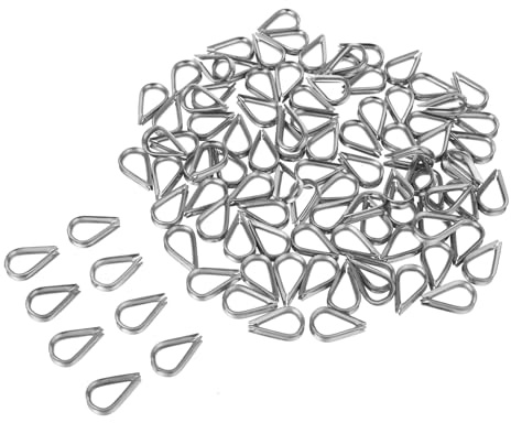 LIFKOME Guardacabos Acabado Liso y Lazos Ajustados de Acero Inoxidable para Cable de 1/8 Pulgada 100 Piezas para Uso Industrial y Camping