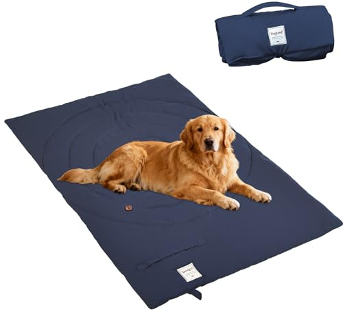 Tbintul Colchoneta Plegable para Perros, 95 x 65 cm Lavable Impermeable Cama para Perros Grande y Mediana Cojín portátil para Perro y Gatos Manta de Viaje para Mascotas Colchón Multifunción (azul)