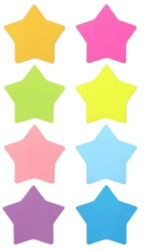 320 Stück Sternförmige Haftnotizen, Bunte Klebezettel mit Herz- und Stern-Design, Wiederverwendbare Haftnotizzettel für Schule, Büro und Zuhause, 8 Blöcke mit Kartonmotiven (68x68mm)