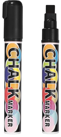 PATIKIL Liquid Chalk Markers 10mm, 2 Pcs Chalkboard Markers, Dry Erase Chalk Pens with Erasable Wide Fine Tip Wet Erase for Chalkboard Windows Blackboard Car Mirror Glass, Black