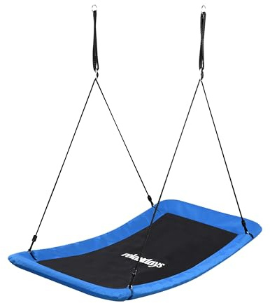 Relaxdays Böjd Nest Swing för barn och vuxna, 150 kg, blå, 150 x 80 cm, Multi-barn