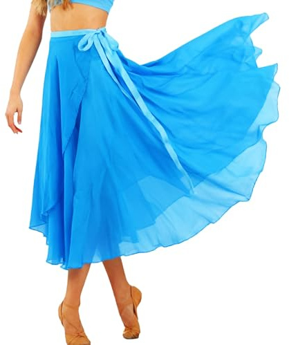 Wuchieal Women Long Ballet Wrap Skirt Chiffon Sheer Flowy Dance Skirt Dancewear