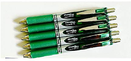 5 x Pentel BL77 - Energel-Kugelschreiber, Tintenroller GRÜNE FARBE. 0,7 mm Metallspitze. Gummi-Griffzone. BL77-D x5.