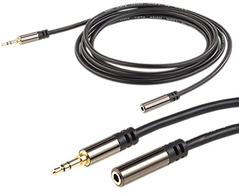 Auvisio Câble de rallonge jack 3,5-mm, stéréo, 2 m, plaqué or