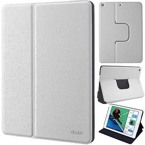 doupi Deluxe FlipCase para iPad Air/iPad Air 2, Protección Funda Smart Sleep/Wake Up Función Case Soporte Stand Cover, Blanco