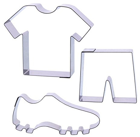Der-Ideen-Shop 1 Keksausstecher Set Fußball | Trikot | Shorts | Fußballschuhe