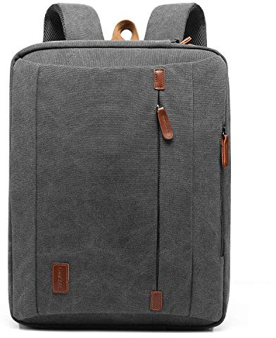CoolBELL 17,3 Zoll umwandelbar Laptop Tasche/Rucksack Messenger Bag Canvas Umhängetasche Business Backpack Arbeitastasche Mehrzweck Aktentasche Notebooktasche für Laptop/MacBook/Herren(Grau)
