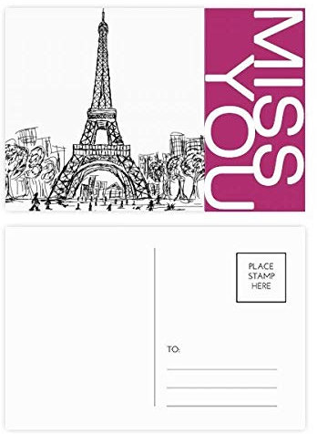 Postkarten-Set, Motiv Eiffelturm, quadratisch, Frankreich, Paris, 20 Stück