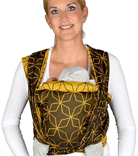 Hoppediz gewebtes Baby-Tragetuch ab Geburt, Neugeboren bis Kleinkind, 100% kbA-Baumwolle (Bio), Malmö yellow 4,60 m