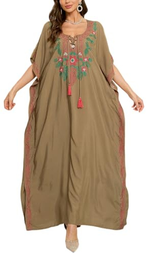 L-Peach Vestido de Playa Caftán Bohemio para Mujer Ropa de Estar Encubrimientos Bata Pareos