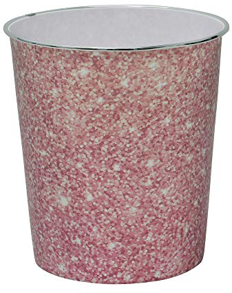 JVL Small Pink Sparkle Waste Paper Bin, 24.5cm x 26.5cm approx, One Size
